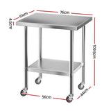 Kitchen Sinks: Cefito Stainless Steel Kitchen Bench w/ Splashback 760x610MM 430