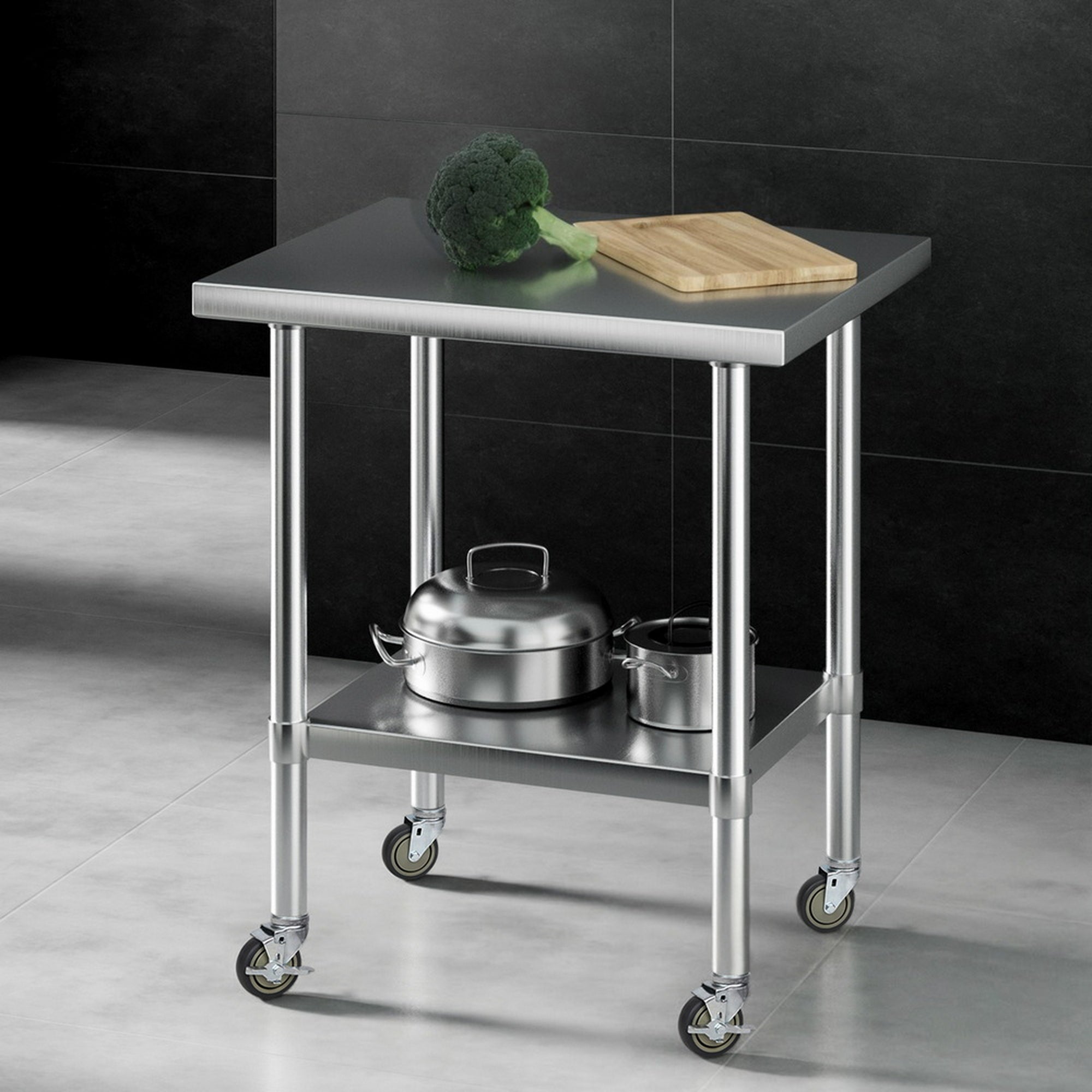 Kitchen Sinks: Cefito Stainless Steel Kitchen Bench w/ Splashback 760x610MM 430