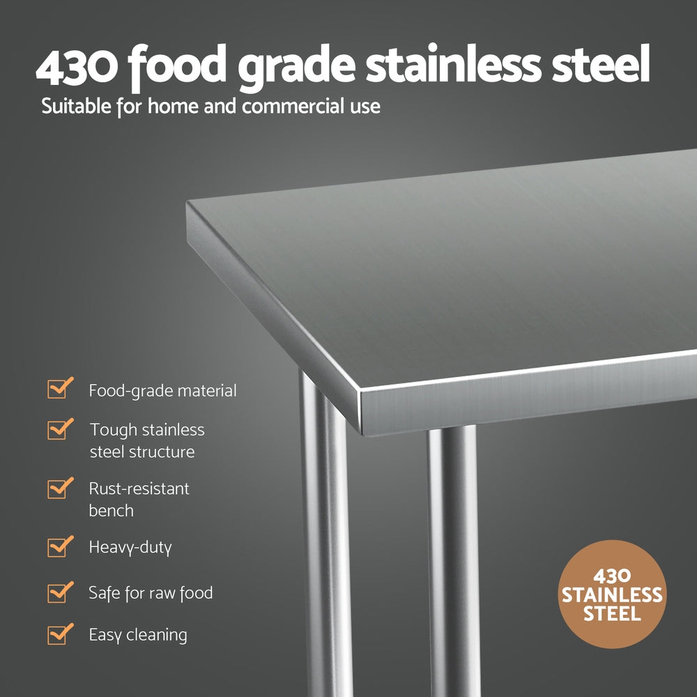 Kitchen Sinks: Cefito Stainless Steel Kitchen Benches Work Bench Wheels 91X61CM 430