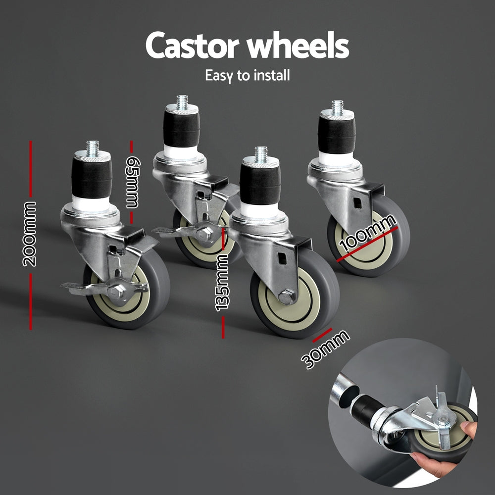 Kitchen Sinks: Cefito Stainless Steel Kitchen Benches Work Bench Wheels 91X61CM 430