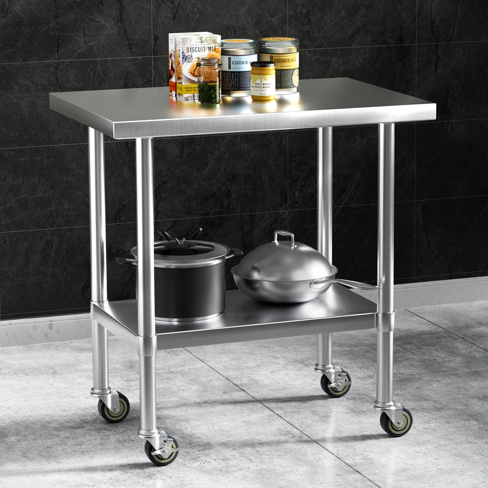 Kitchen Sinks: Cefito Stainless Steel Kitchen Benches Work Bench Wheels 91X61CM 430