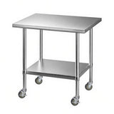 Cefito 914x762mm Stainless Steel Kitchen Bench w/ Splashback Work Table Prep Bench Commercial 430