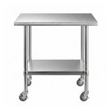 Cefito 914x762mm Stainless Steel Kitchen Bench w/ Splashback Work Table Prep Bench Commercial 430