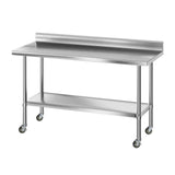 Kitchen Sinks: Cefito Stainless Steel Kitchen Bench w/ Splashback 1500x600MM 430