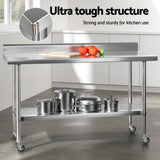 Kitchen Sinks: Cefito Stainless Steel Kitchen Bench w/ Splashback 1500x600MM 430