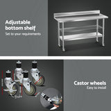 Kitchen Sinks: Cefito Stainless Steel Kitchen Bench w/ Splashback 1500x600MM 430