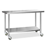 Cefito 1524x610mm Stainless Steel Kitchen Bench with Wheels 430