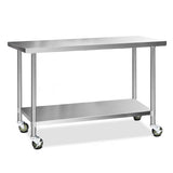 Kitchen Sinks: Cefito 1524x610mm Stainless Steel Kitchen Bench with Wheels 430