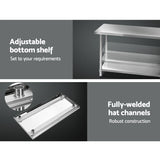 Kitchen Sinks: Cefito 1524x610mm Stainless Steel Kitchen Bench with Wheels 430