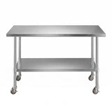 Cefito 1524x762mm Stainless Steel Kitchen Bench w/ Splashback Work Table Prep Bench Commercial 430