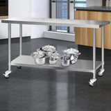 Kitchen Sinks: Cefito 1829x610mm Stainless Steel Kitchen Bench with Wheels 430