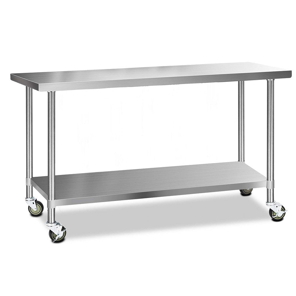 Kitchen Sinks: Cefito 1829x610mm Stainless Steel Kitchen Bench with Wheels 430