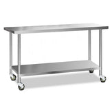Kitchen Sinks: Cefito 1829x610mm Stainless Steel Kitchen Bench with Wheels 430