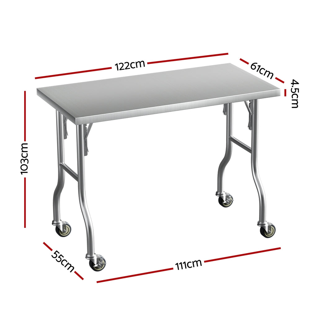 Kitchen Sinks: Cefito Stainless Steel Kitchen Benches Work Bench Wheels 122X61CM 430