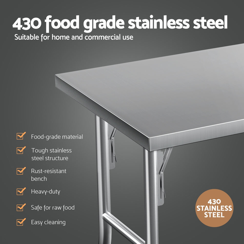 Kitchen Sinks: Cefito Stainless Steel Kitchen Benches Work Bench Wheels 122X61CM 430