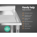 Cefito 100x60cm Stainless Steel Sink Bench Kitchen 304