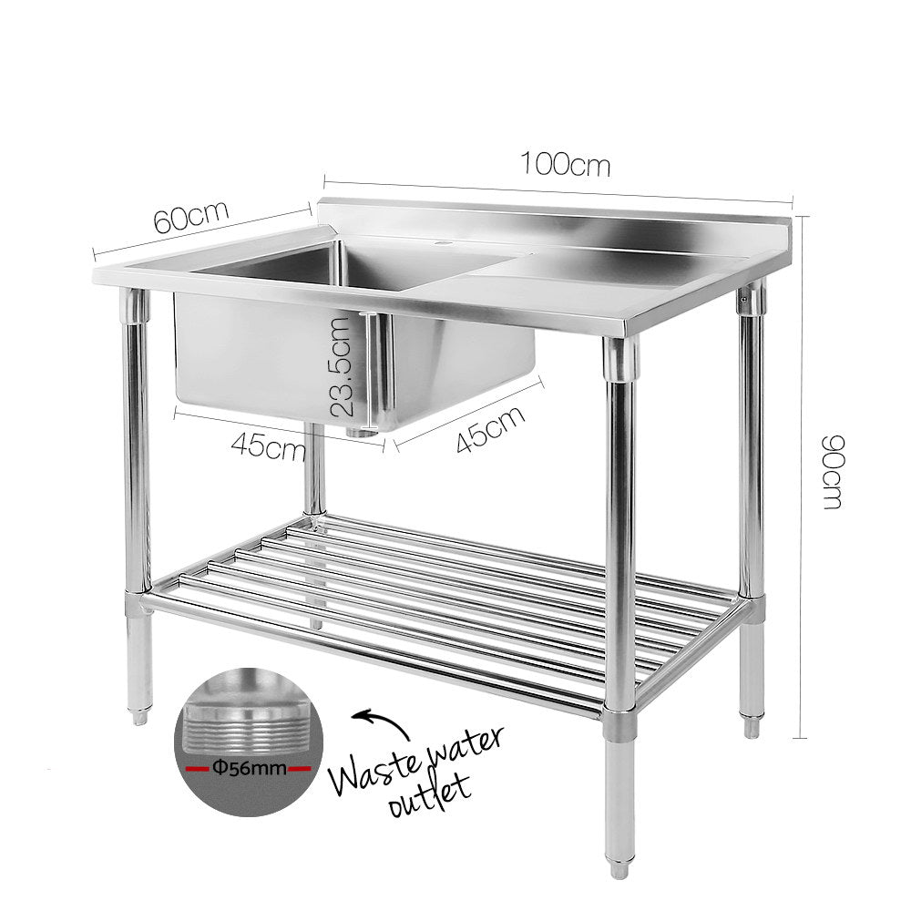 Kitchen Sinks: Cefito 100x60cm Stainless Steel Sink Bench Kitchen 304