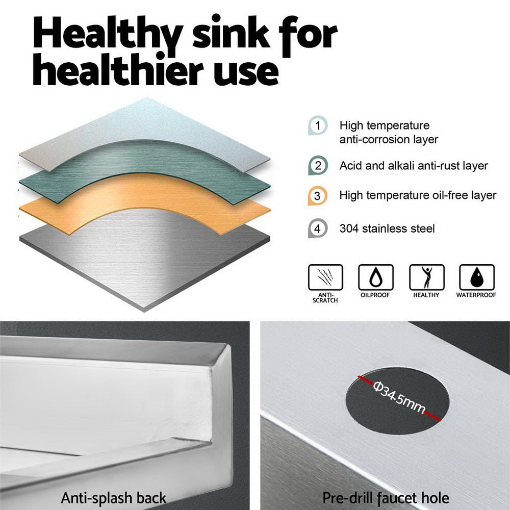 Kitchen Sinks: Cefito 100x60cm Stainless Steel Sink Bench Kitchen 304