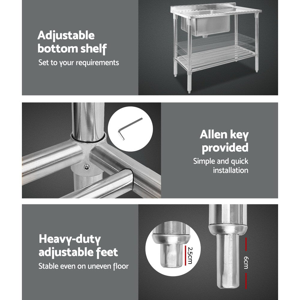 Kitchen Sinks: Cefito 100x60cm Stainless Steel Sink Bench Kitchen 304