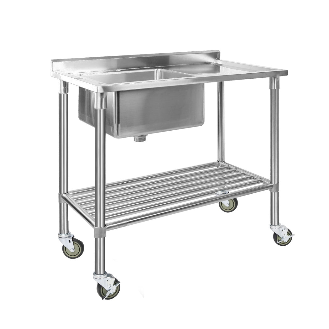 Kitchen Sinks: Cefito Stainless Steel Sink Bench Kitchen Work Benches Bowl Wheels 304