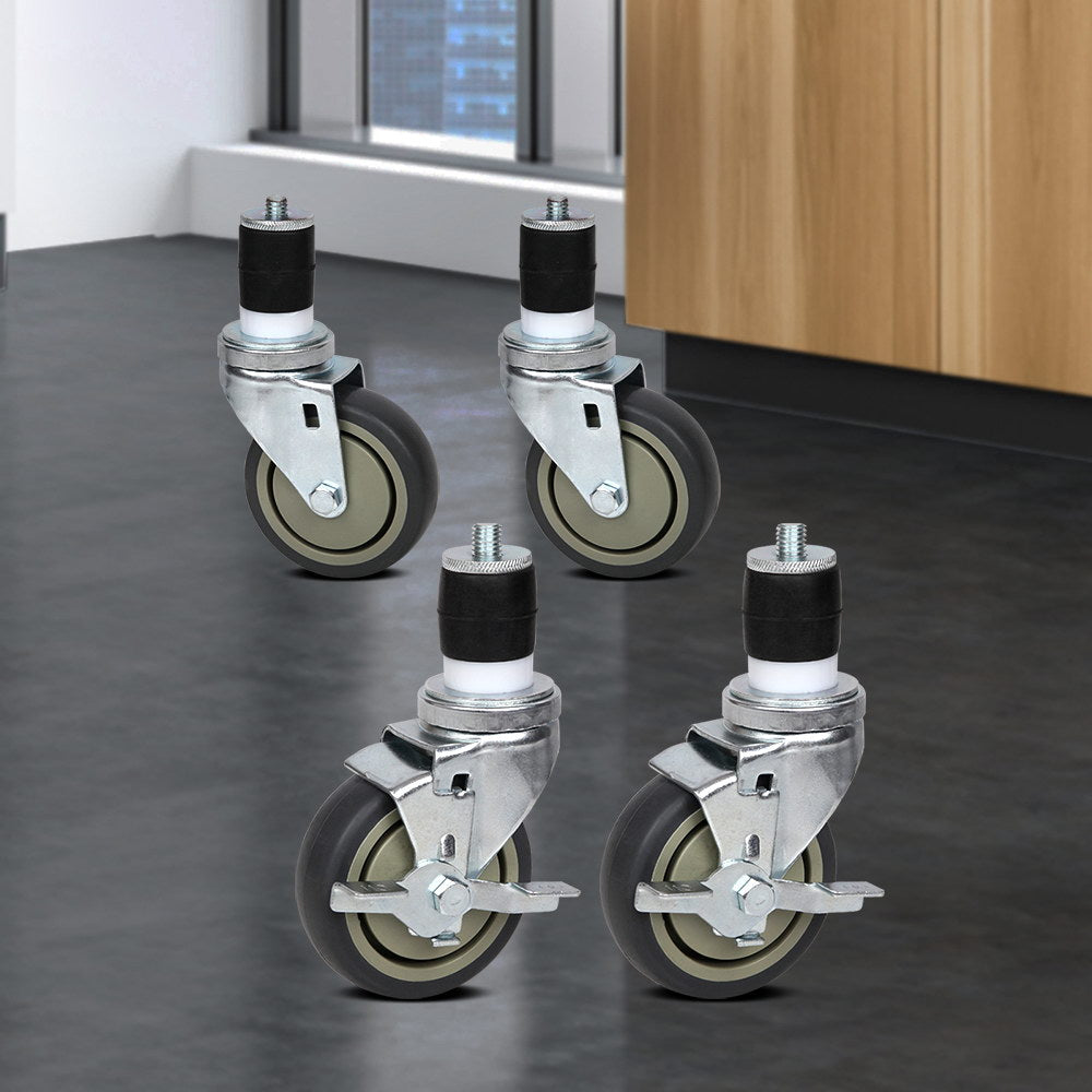 Kitchen & Bathroom DIY: Cefito 4" Swivel Castor Wheels Stainless Steel Kitchen Bench Set of 4