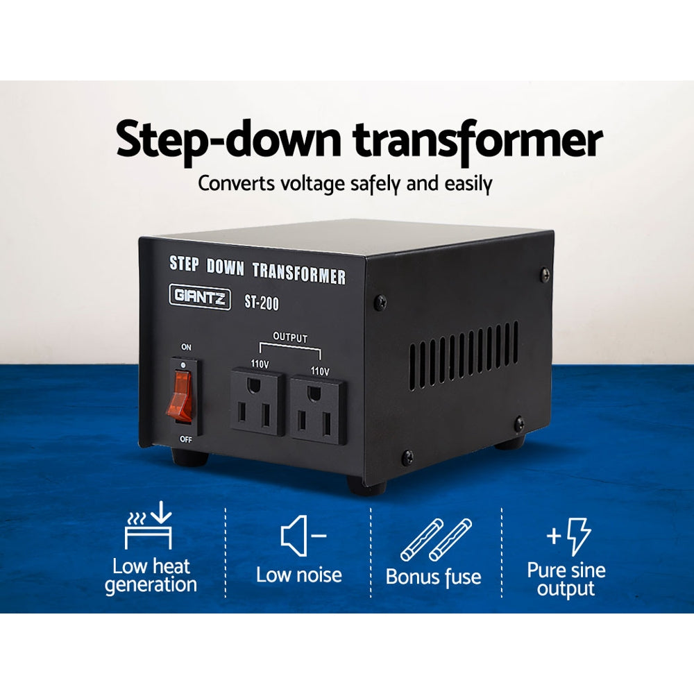 Transformers & Regulators: Giantz Step Down Transformer 200W 240V TO 110V Stepdown Voltage Converter AU-US