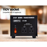 Transformers & Regulators: Giantz Step Down Transformer 200W 240V TO 110V Stepdown Voltage Converter AU-US