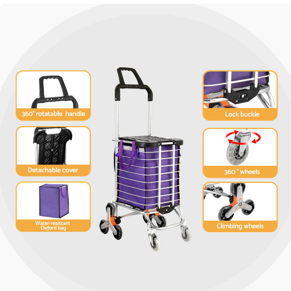 Kitchen & Dining Trolleys: Emajin Shopping Cart Trolley 35L Foldable Climbing Wheels
