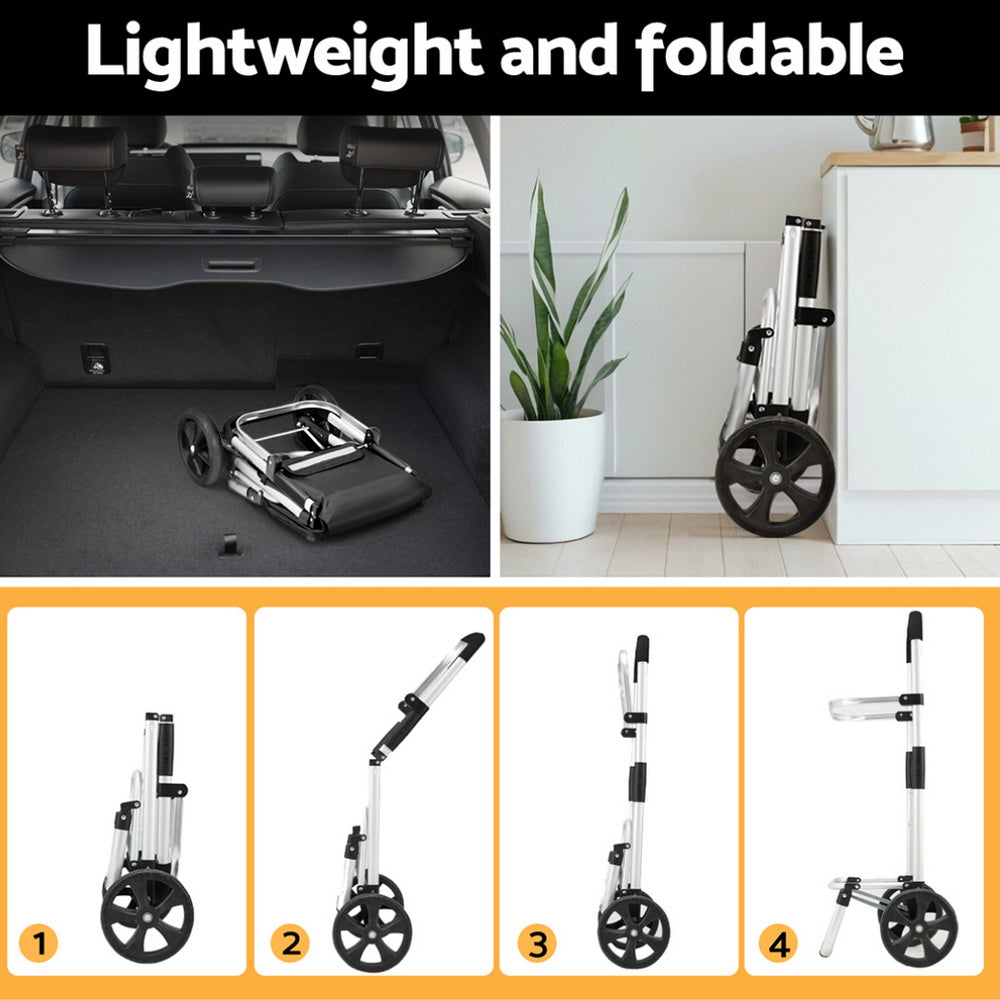 Kitchen & Dining Trolleys: Emajin Shopping Trolley Cart Foldable 45KG Black