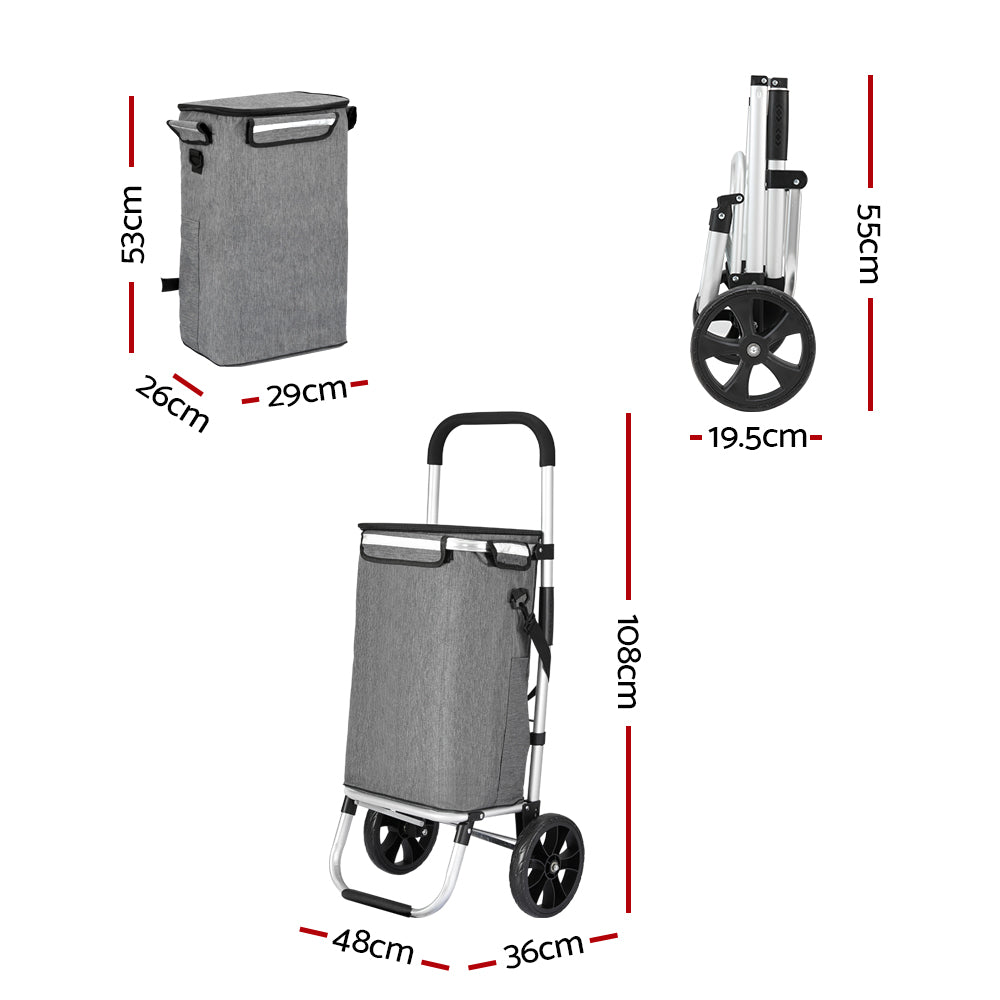 Kitchen & Dining Trolleys: Emajin Shopping Trolley Cart 45KG Foldable Grey