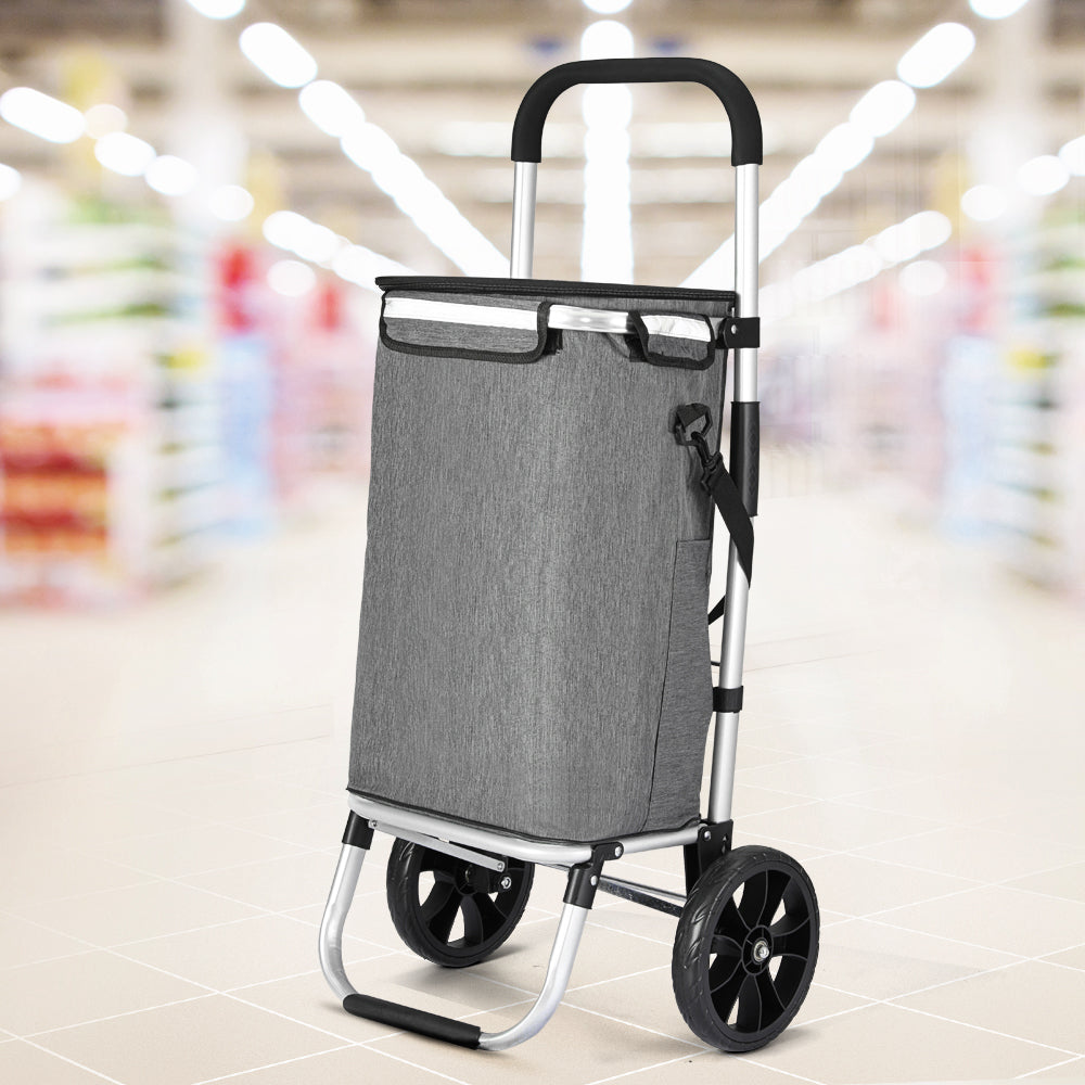 Kitchen & Dining Trolleys: Emajin Shopping Trolley Cart 45KG Foldable Grey