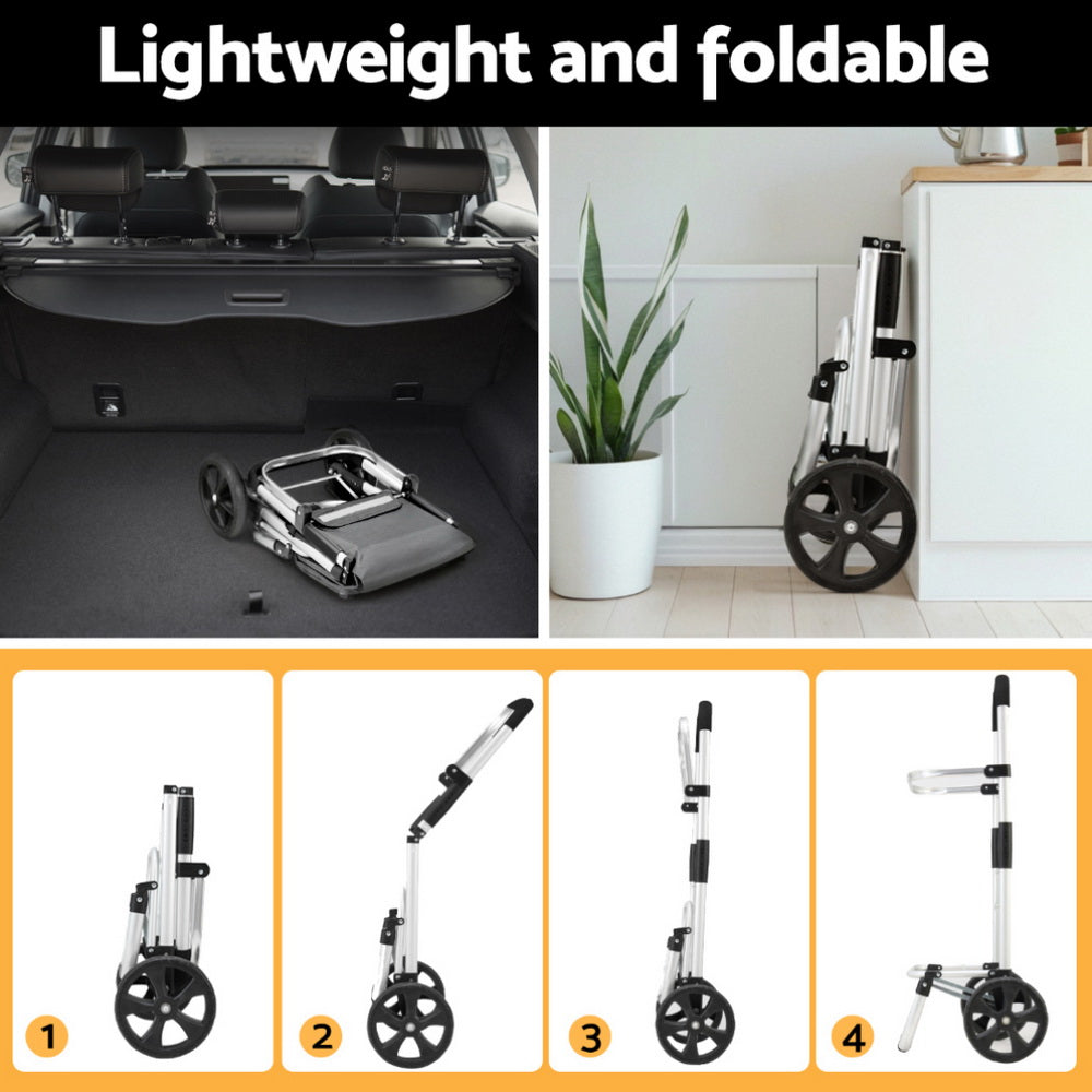 Kitchen & Dining Trolleys: Emajin Shopping Trolley Cart 45KG Foldable Grey