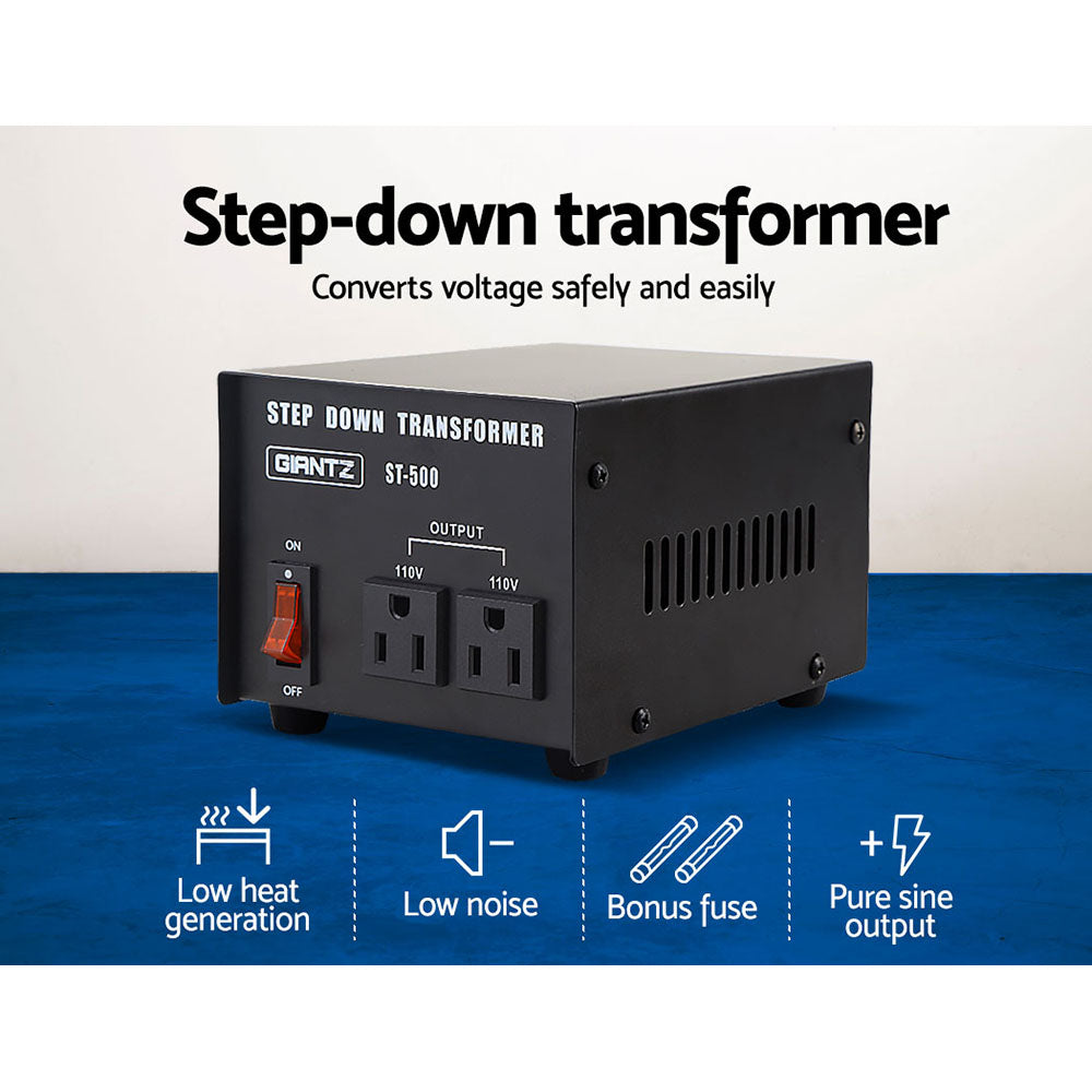 Transformers & Regulators: Giantz Step Down Transformer 500W 240V TO 110V Stepdown Voltage Converter AU-US