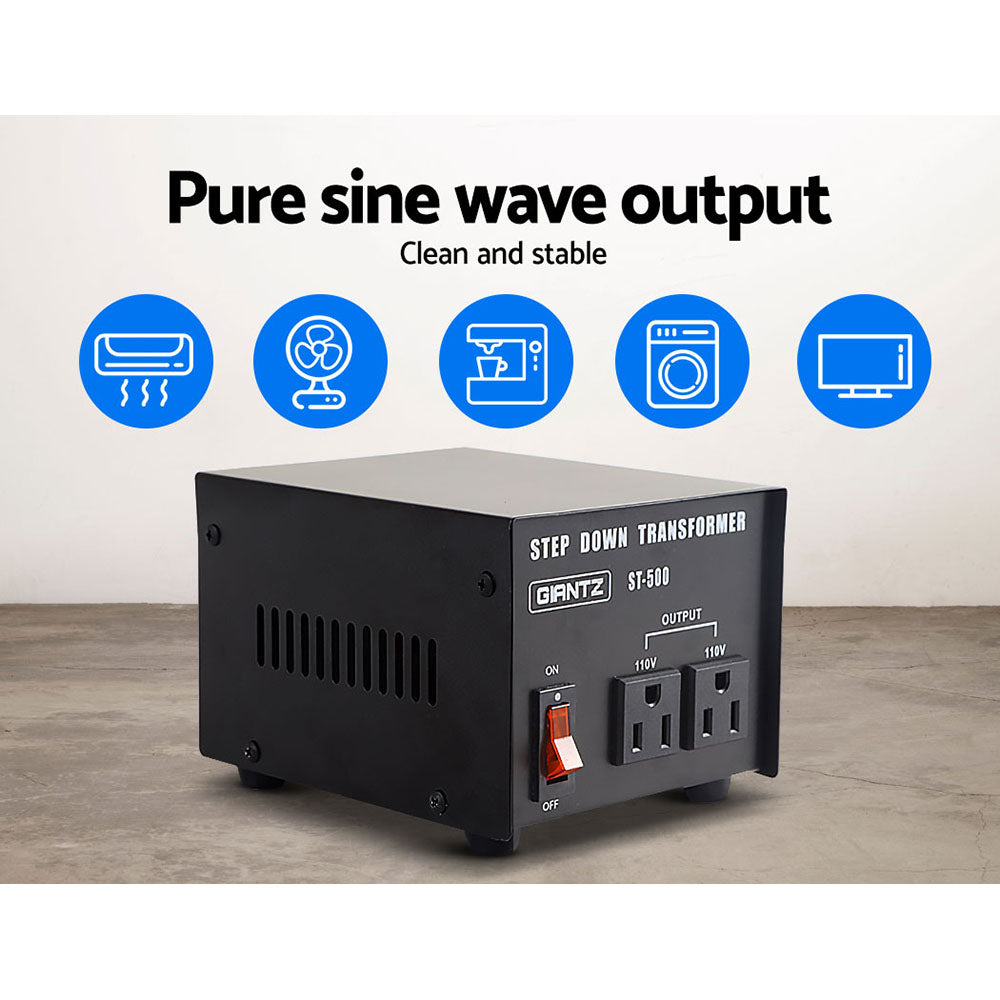 Transformers & Regulators: Giantz Step Down Transformer 500W 240V TO 110V Stepdown Voltage Converter AU-US