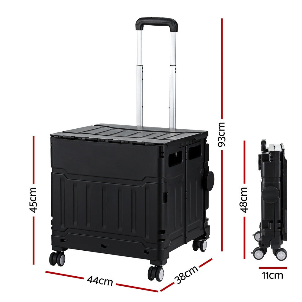 Kitchen & Dining Trolleys: Emajin Shopping Trolley Cart 75L Foldable Black