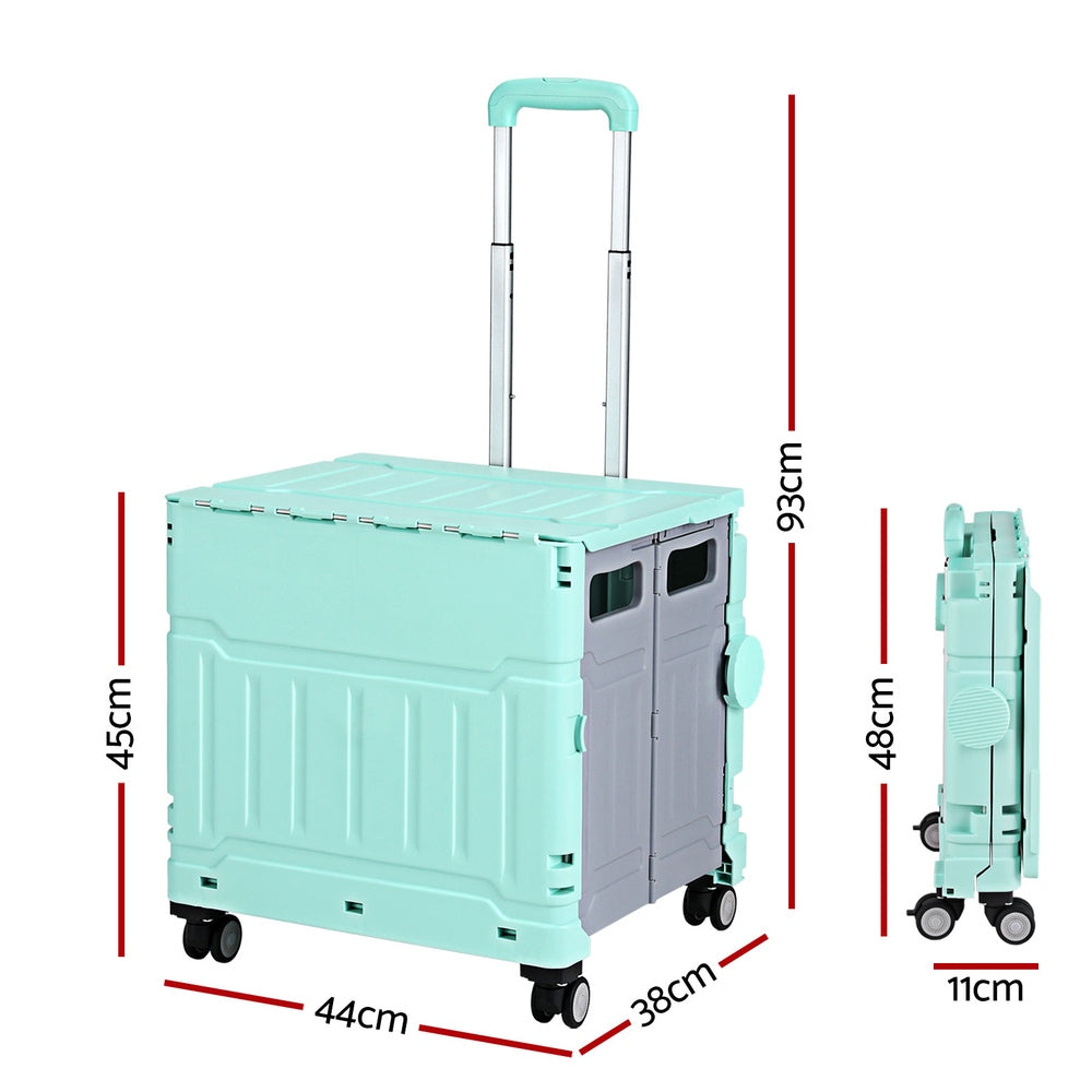 Kitchen & Dining Trolleys: Emajin Shopping Trolley Cart 75L Foldable Green