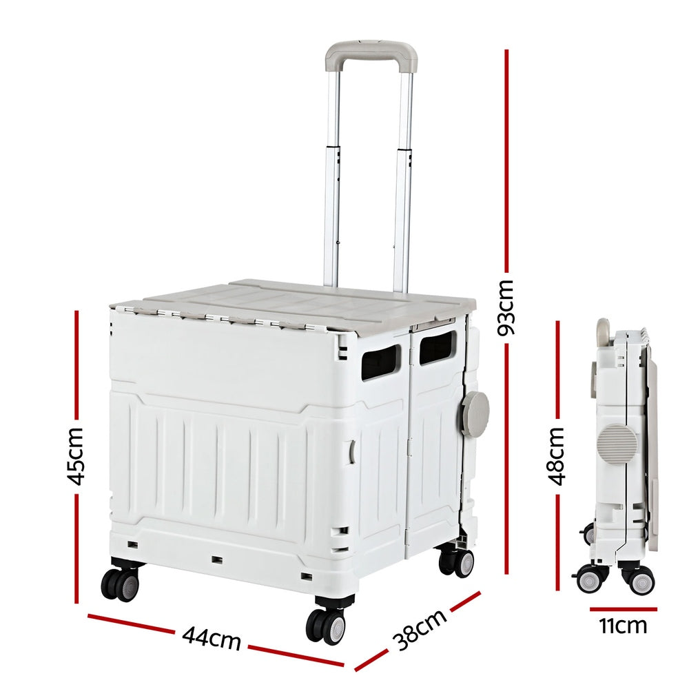 Kitchen & Dining Trolleys: Emajin Shopping Trolley Cart 75L Foldable White