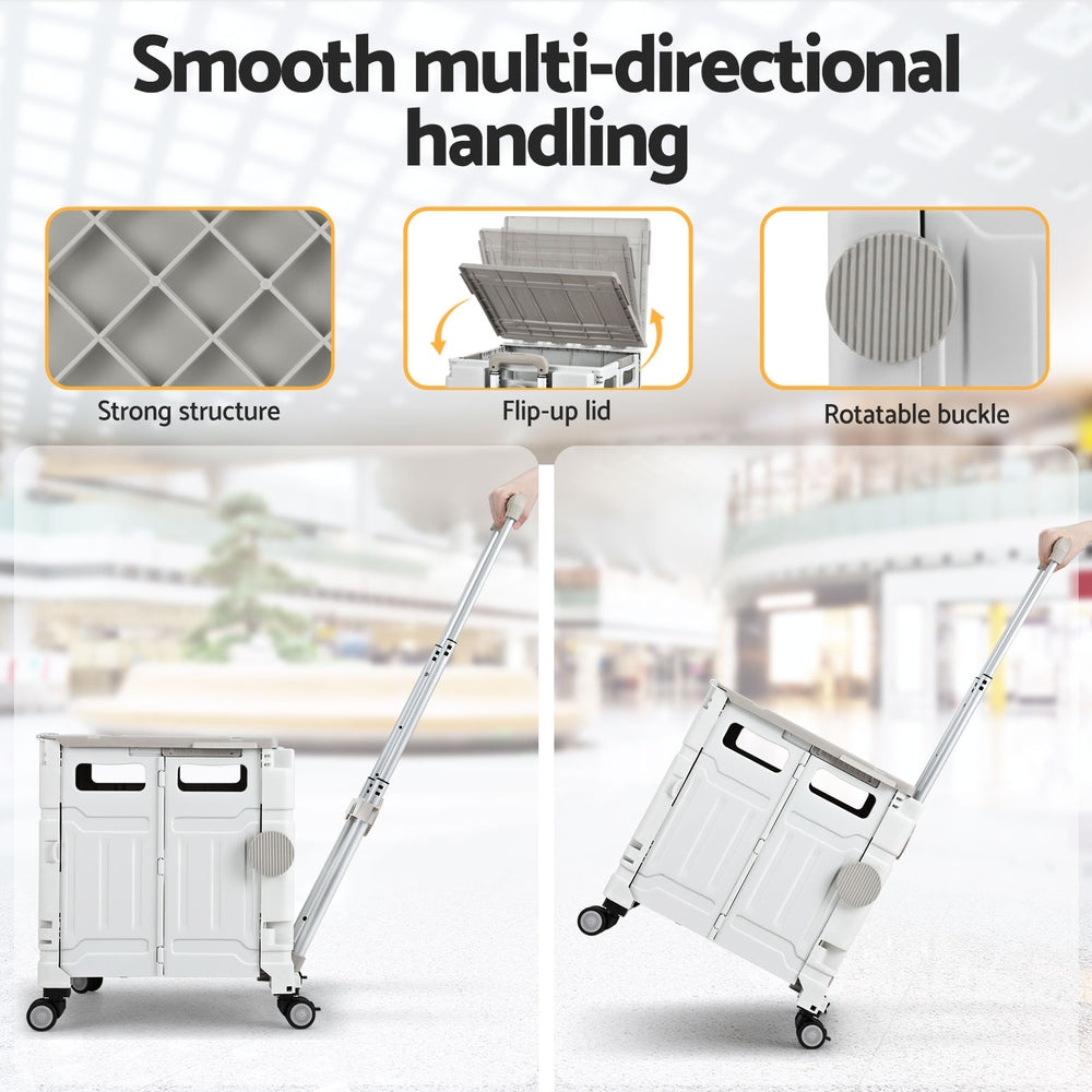 Kitchen & Dining Trolleys: Emajin Shopping Trolley Cart 75L Foldable White