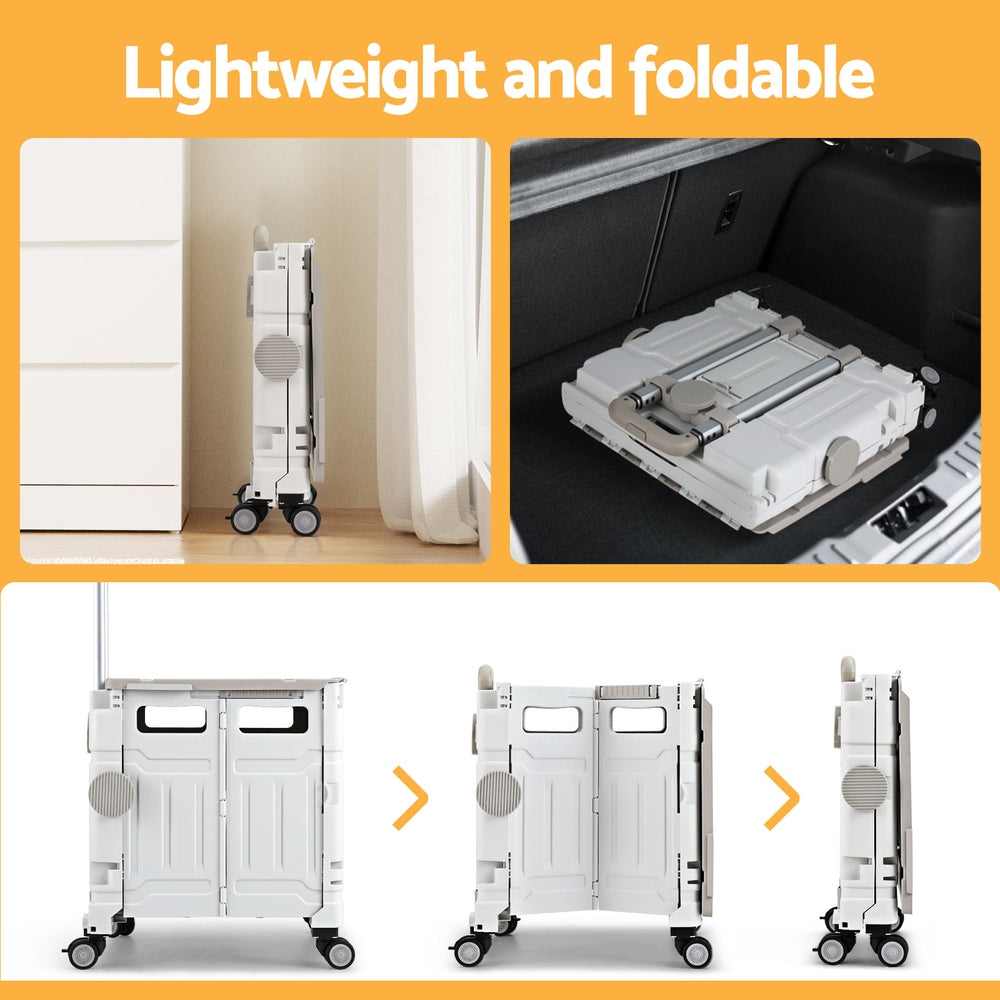 Kitchen & Dining Trolleys: Emajin Shopping Trolley Cart 75L Foldable White