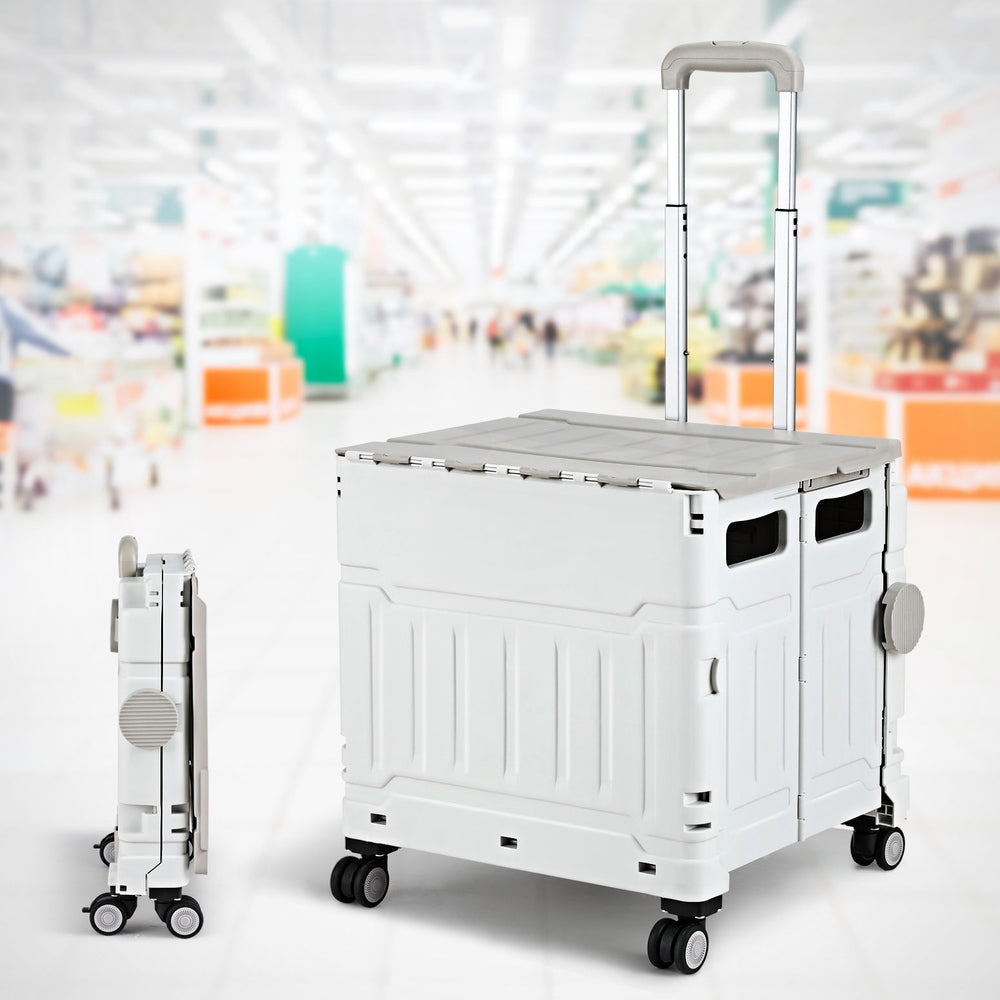 Kitchen & Dining Trolleys: Emajin Shopping Trolley Cart 75L Foldable White