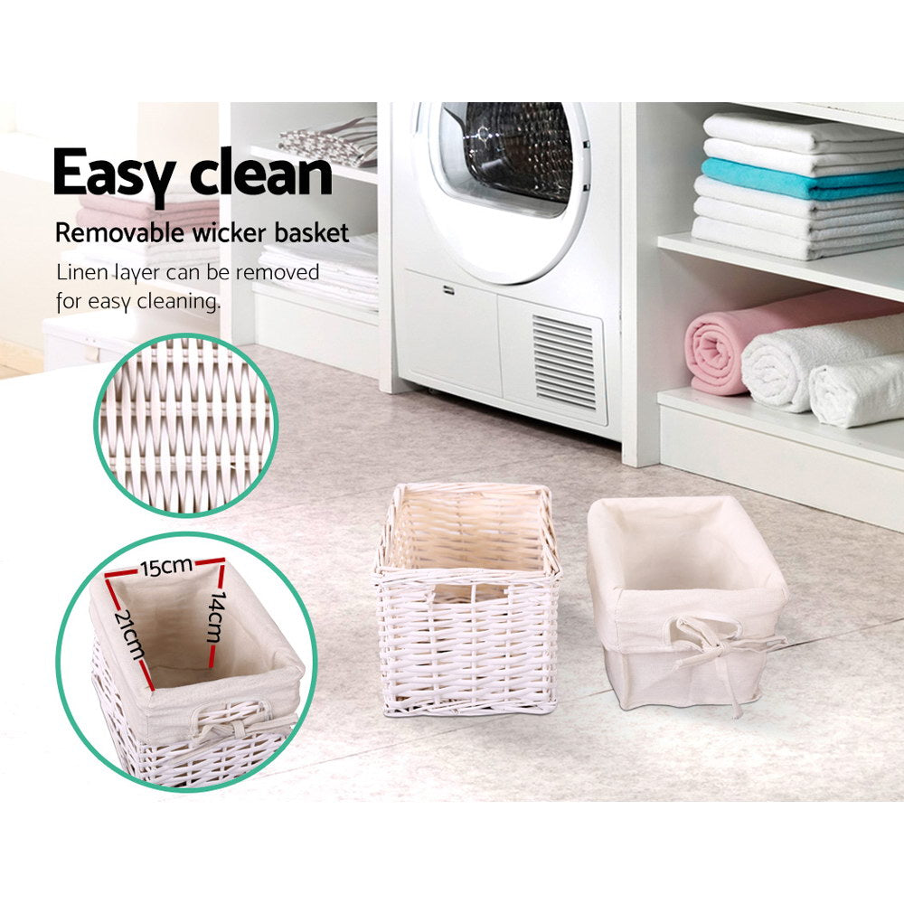 Bedside Tables: Artiss Bedside Table 1 Drawer with Basket Rustic White X2