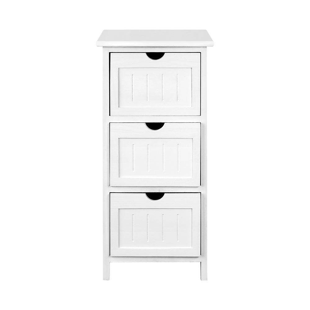 Bedside Tables: Artiss Bedside Table Bathroom Storage Cabinet 3 Drawers White