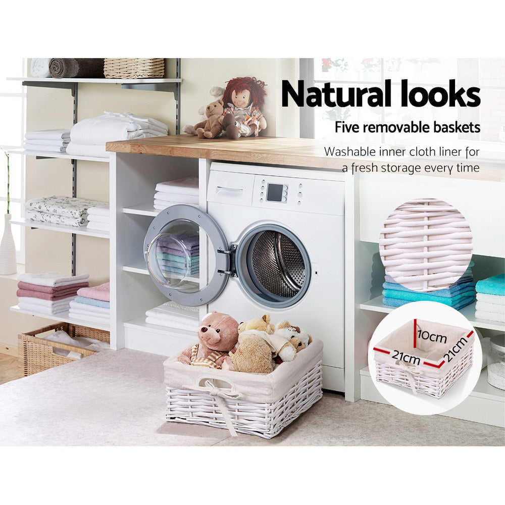 Clothing & Wardrobe Storage: Artiss 5 Chest of Drawers with 5 Baskets - MAY