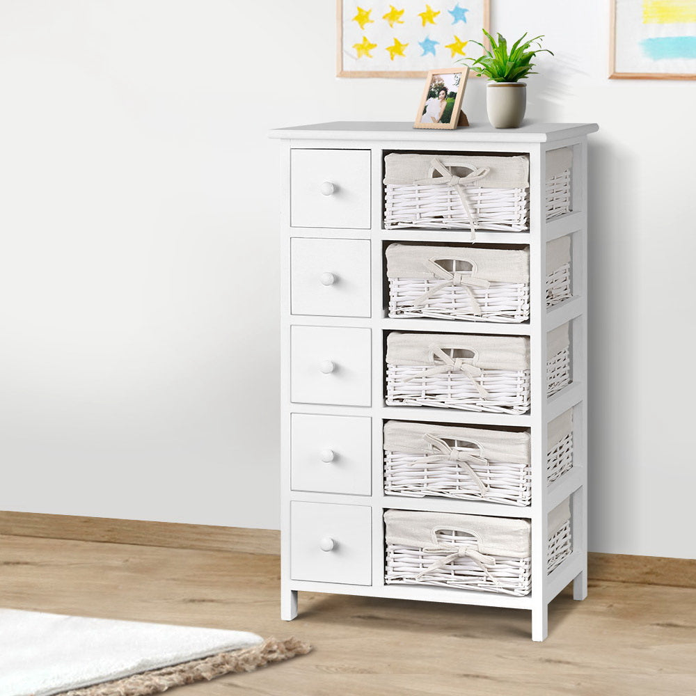 Clothing & Wardrobe Storage: Artiss 5 Chest of Drawers with 5 Baskets - MAY
