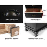 Bedside Tables: Artiss Bedside Table 3 Drawers Vintage - THYME Black