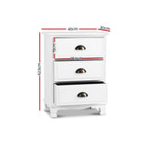 Bedside Tables: Artiss Bedside Table 3 Drawers Vintage - THYME White
