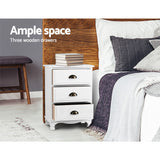Bedside Tables: Artiss Bedside Table 3 Drawers Vintage - THYME White