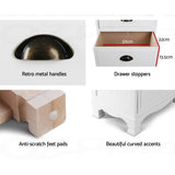 Bedside Tables: Artiss Bedside Table 3 Drawers Vintage - THYME White