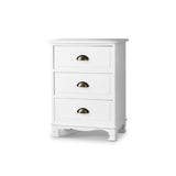 Bedside Tables: Artiss Bedside Table 3 Drawers Vintage - THYME White