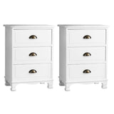 Artiss 2x Bedside Table 3 Drawers Vintage - THYME White